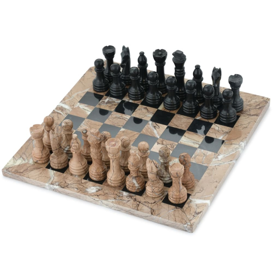 Шахматы из камня "Византия" розовый мрамор 30