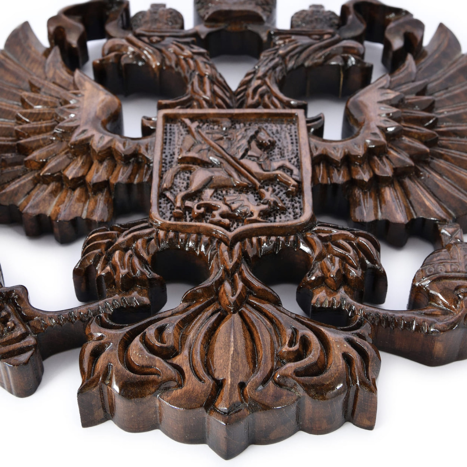 Панно настенное резное "Герб России" из дерева купить в Екатеринбурге