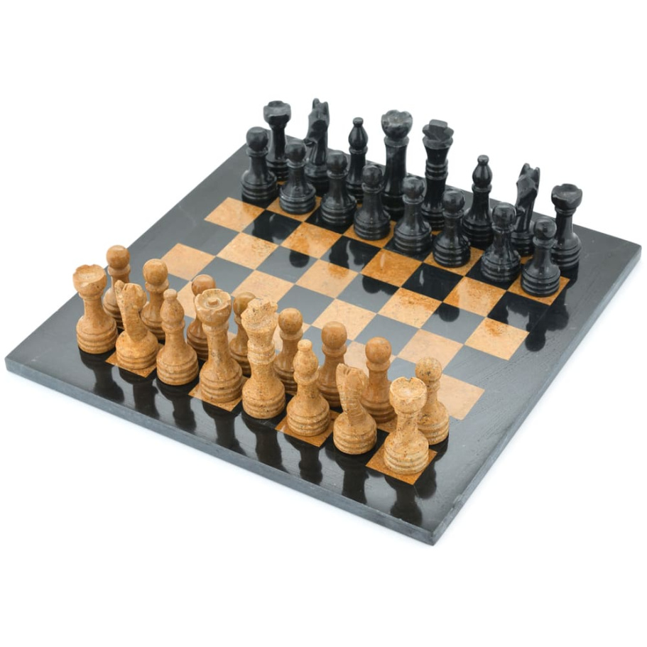 Шахматы из камня "Илион" мрамор и ракушечник 40